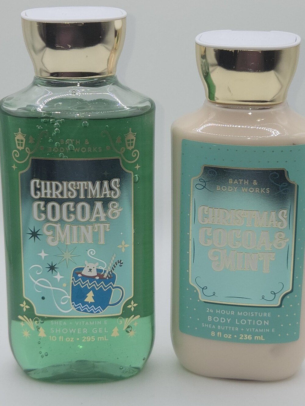 Bath & Body Works Christmas Cocoa & Mint Shower Gel & Lotion Set